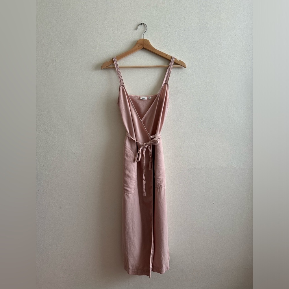 Aritzia Wilfred linen wrap dress pink XXS